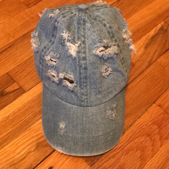 distressed denim baseball cap